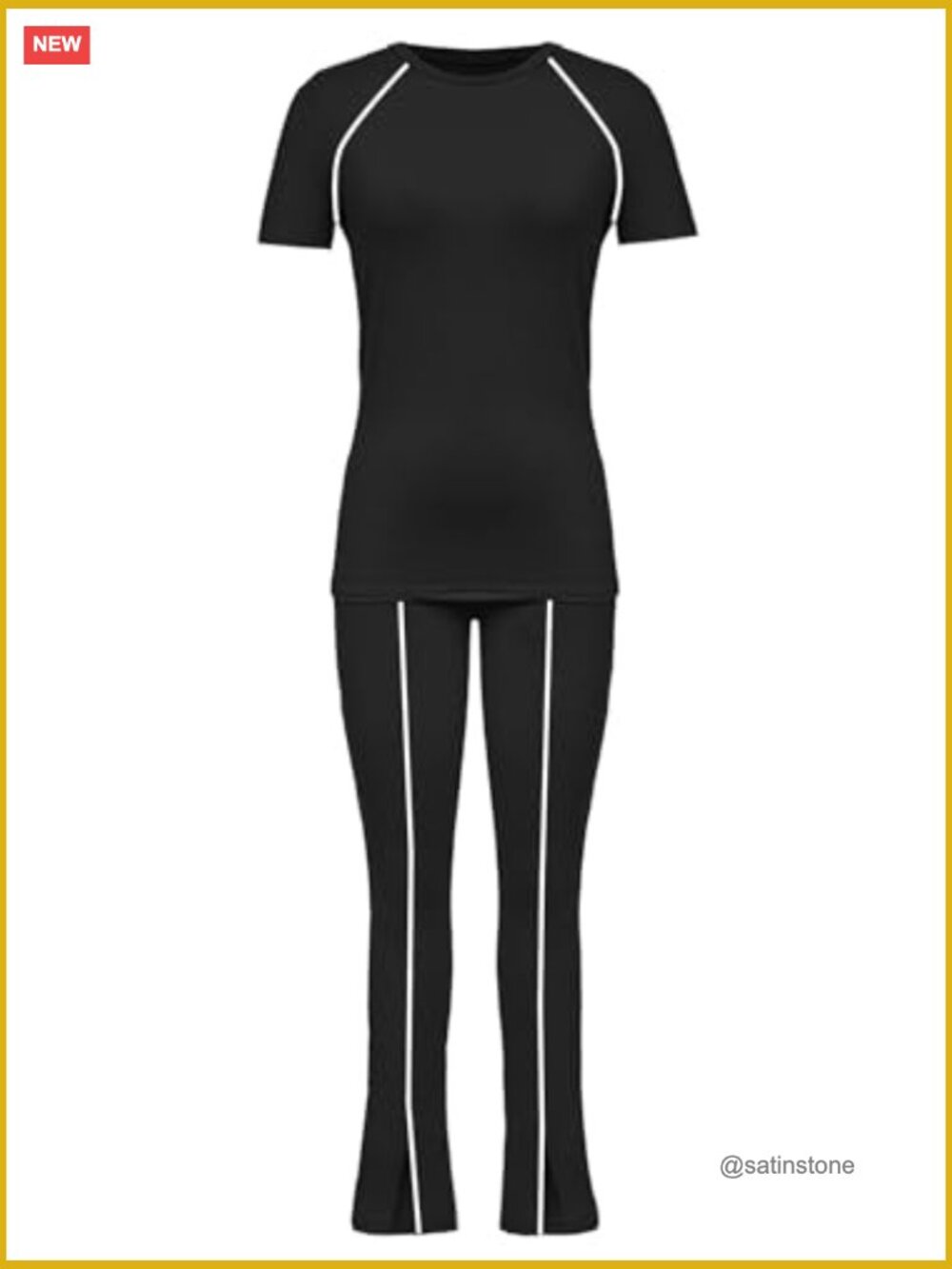 2 Piece Outfits Summer Workout Sweatsuit Striped Short Sleeve Long Flare Pants - Picture 5 of 6